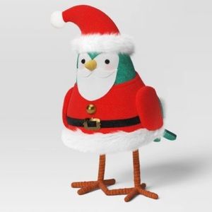 NEW 6.75" Featherly Friends Fabric Bird Dressed as Santa Claus - Wondershop™